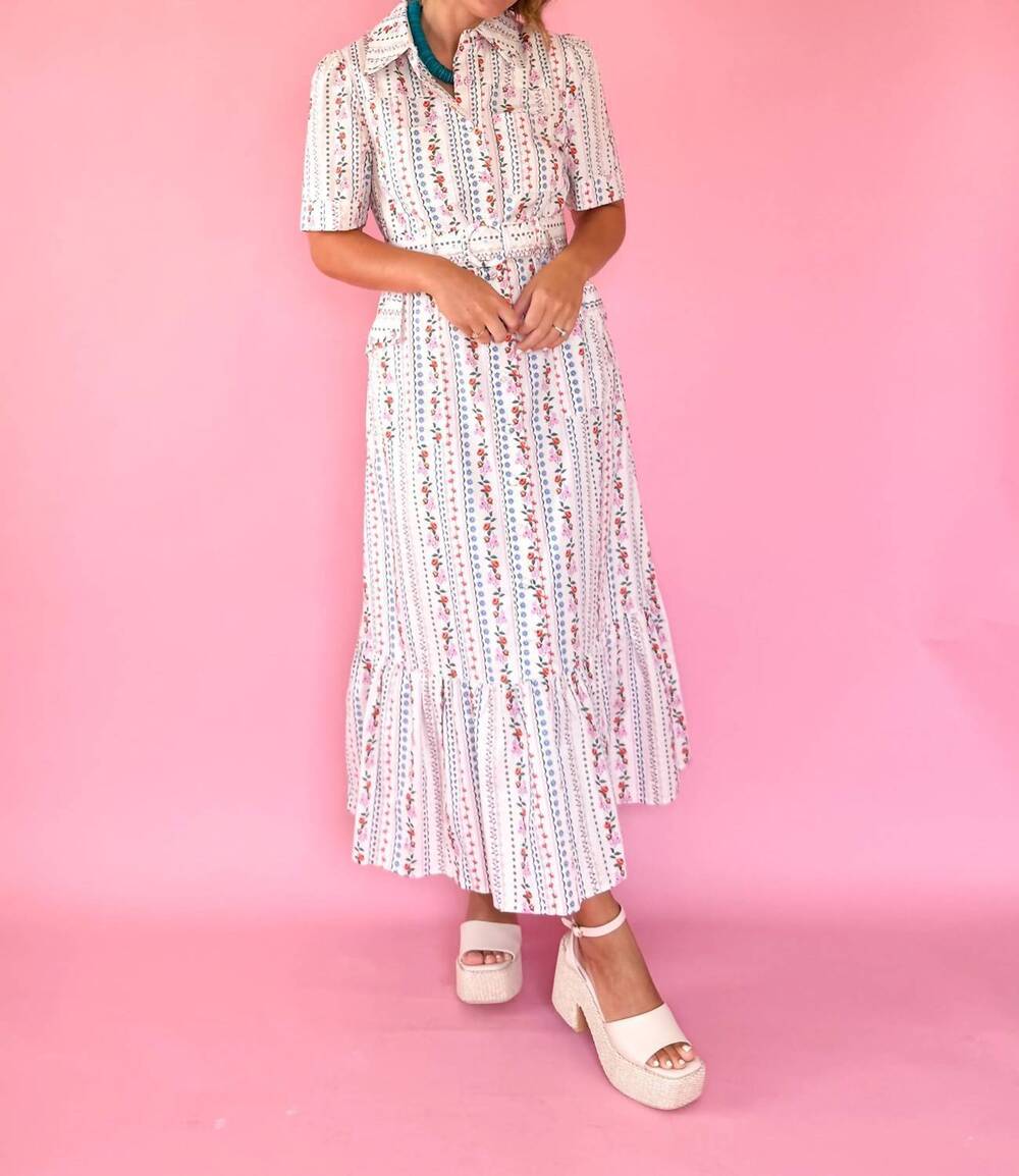 NEW KARLIE french floral pocket maxi dress in ivory